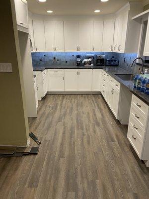 Finished kitchen with flooring!