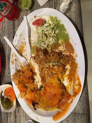 Combo plate with Chili Relleno and Pork Tamal