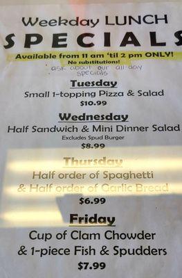 Weekly specials