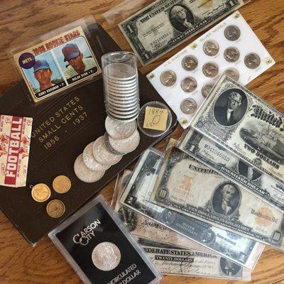 coin collections and vintage baseball cards