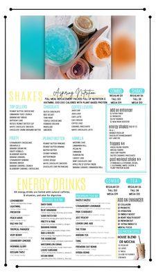 Menu of Shakes and Teas