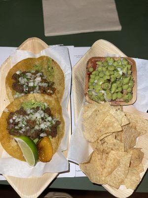 Carne asada tacos and ceviche