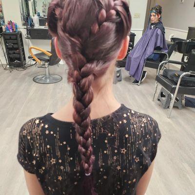 Braids with grape & magenta hair!