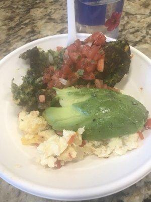 Protein Bowl w/ kale burger & egg whites ... delicious!