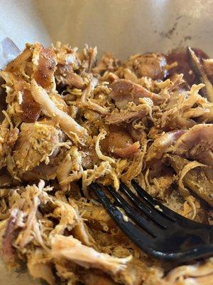 Pulled chicken. Very dry though.