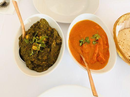 Palak Paneer, Butter Chicken