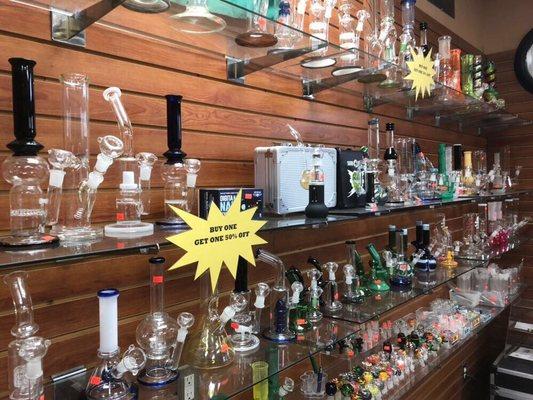 But 1 get 1 50% off on all glass water pipes