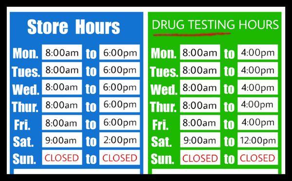 Hours of Operation vs. Drug Screening Hours