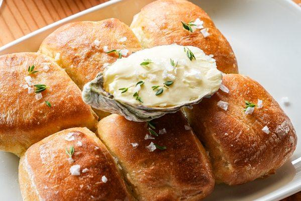 warm pull-apart rolls with sea salt