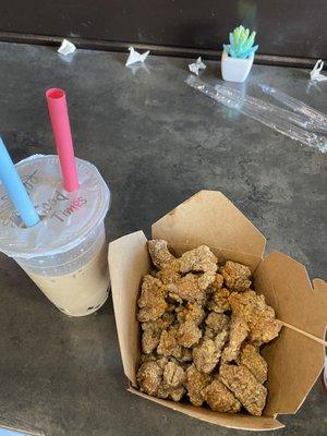 Tiger Spiced Chai Tea with Popcorn Chicken