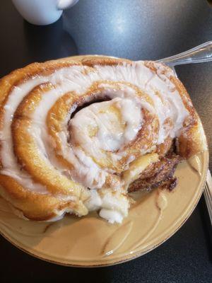 This delicious cinnamon rolls is as big as a dessert plate!  The locals are happy to eat here which speaks volumes!