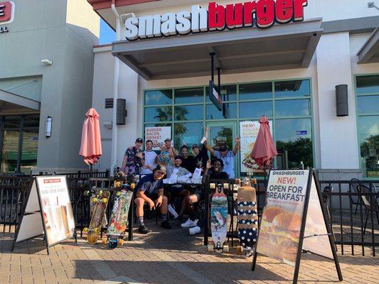 Patio dining with the crew a few blocks from the Gulf of Mexico