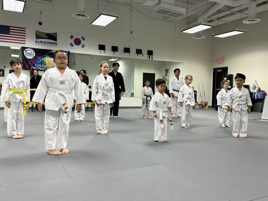 All the kids at their belt test