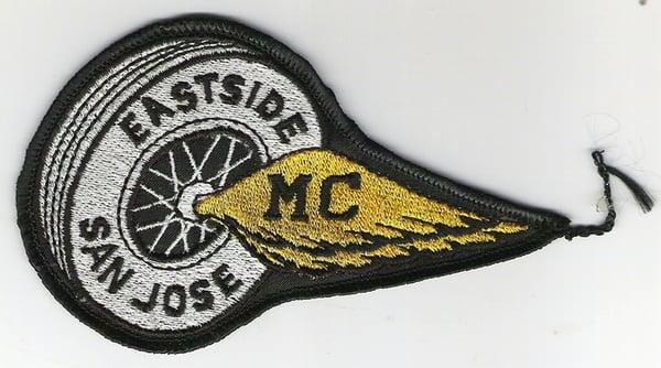 patch for motorcycle club, gold and silver with black