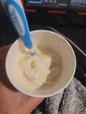 This is supposed to be a Snickers/Butterfinger Blizzard. Not even close! It's vanilla ice cream basically.