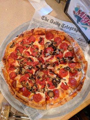 Large pepperoni and mushroom