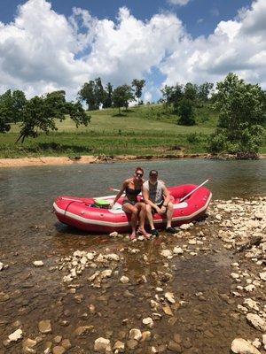 We usually take a canoe on the river but this time my dad joined us so we decided upon a raft.