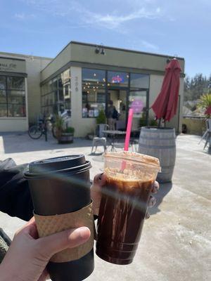 large chai, large iced mocha