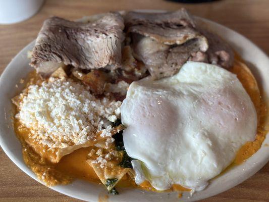 Chilaquiles with barbacoa