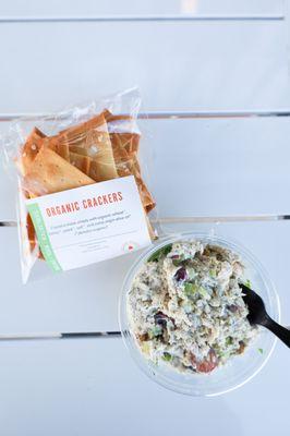 Chicken Salad and Organic Crackers