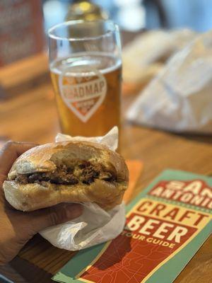 The standard burger paired with roadmap brews new German lager!