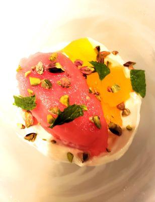 Watermelon Gelato - feta cream, pistachios, mint