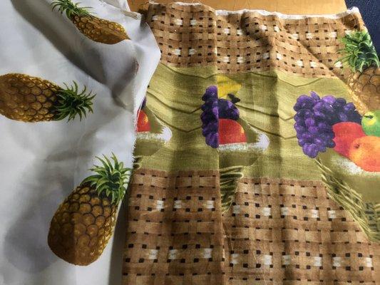 kitchen tablecloth cotton fabric with pineapples in the middle  58'' wide