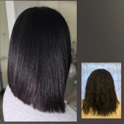 Brazilian blowout before and after