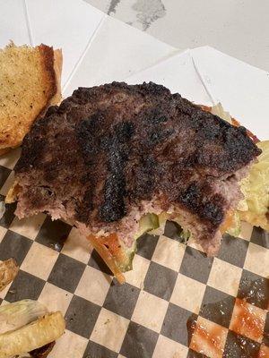 Over cooked burger