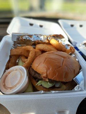 Blackened bleu cheese burger