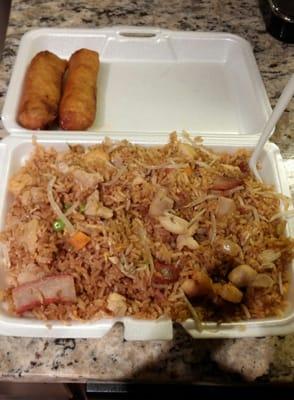 House fried rice and egg rolls...