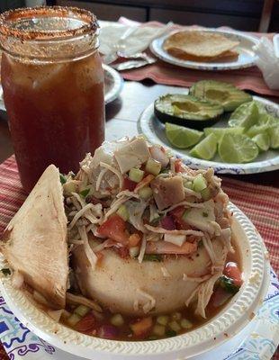 Coconut ceviche with shrimp crab and octopus so yummy!!