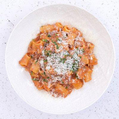 Rigatoni Bolognese -homemade with beef, veal and pork, Parmesan