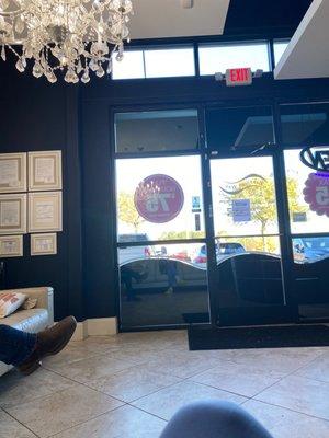 Front lobby with cute chandelier