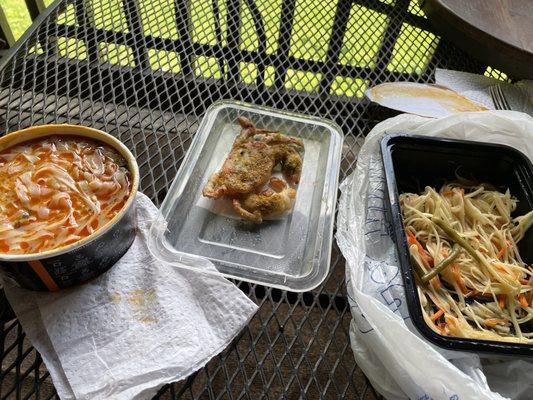 Best traditional papaya salad (far right) I've found in buffalo!!!