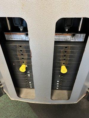 Older gym equipment with numbers worn off