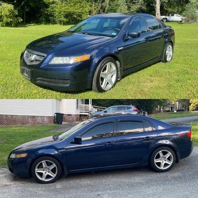 Old faded tint vs. new 20% gives the car new life