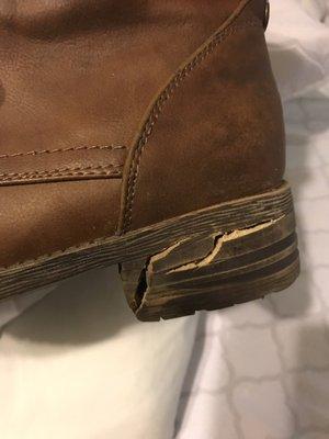 Broken heel after 2 months. $78 boots