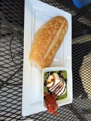 burrata cheese with pesto, sun dried tomatoes, warm bread was magnificent