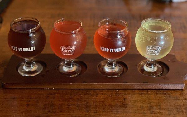 Blackberry, Raspberry-dry, Raspberry-sweet and Elderflower Mead flight!