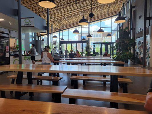 Not a fan of the new, tightly spaced picnic table type seating in this part of Market Hall.