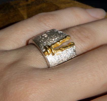 Decorating Fine Silver ring with Gold