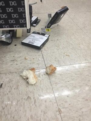 Yes that is a donut in the floor!!!! Pretty gross!