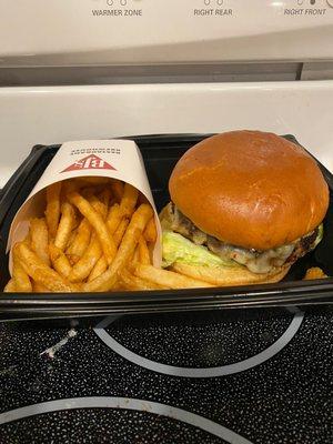 Jalapeño Burger.  Looks tasty, but red in the middle even though I ordered well done.  Great fries when they are fresh.