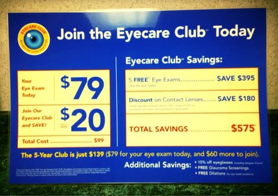 Eyecare club prices