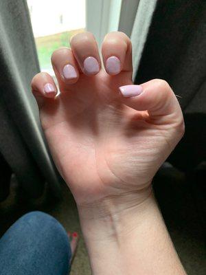 Fill-in with gel - too uneven and thick - did not round them as requested