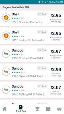 It's the last price on the list and the most expensive, even compared to Shell which is usually the most expensive.