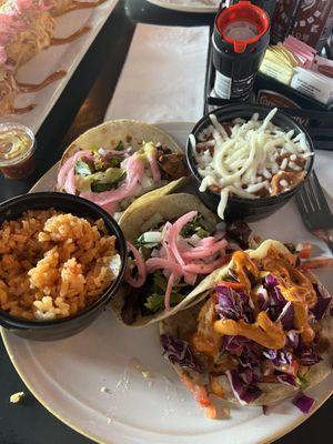 3 taco combo with rice and beans