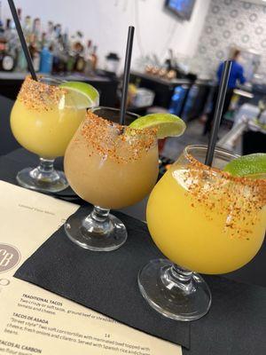 Margarita flight(mango, tamarind, and passion Fruit)