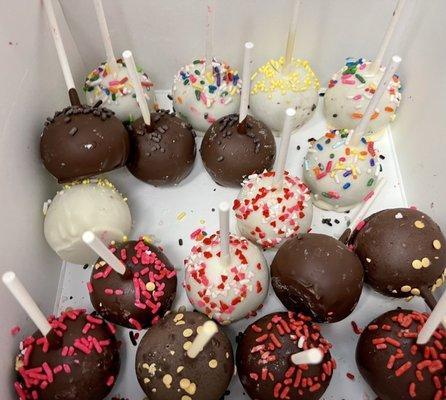 Some cake pops from Sweet Stuff! So many different flavors, velvety texture, and super cute :)